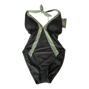 Vince Camuto Slimming Halter One Piece Bathing Suit Swimwear Size 6